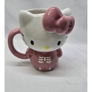 Hello Kitty Halloween Pink/White Ceramic Mug 20oz Skeleton Hello Kitty Shaped